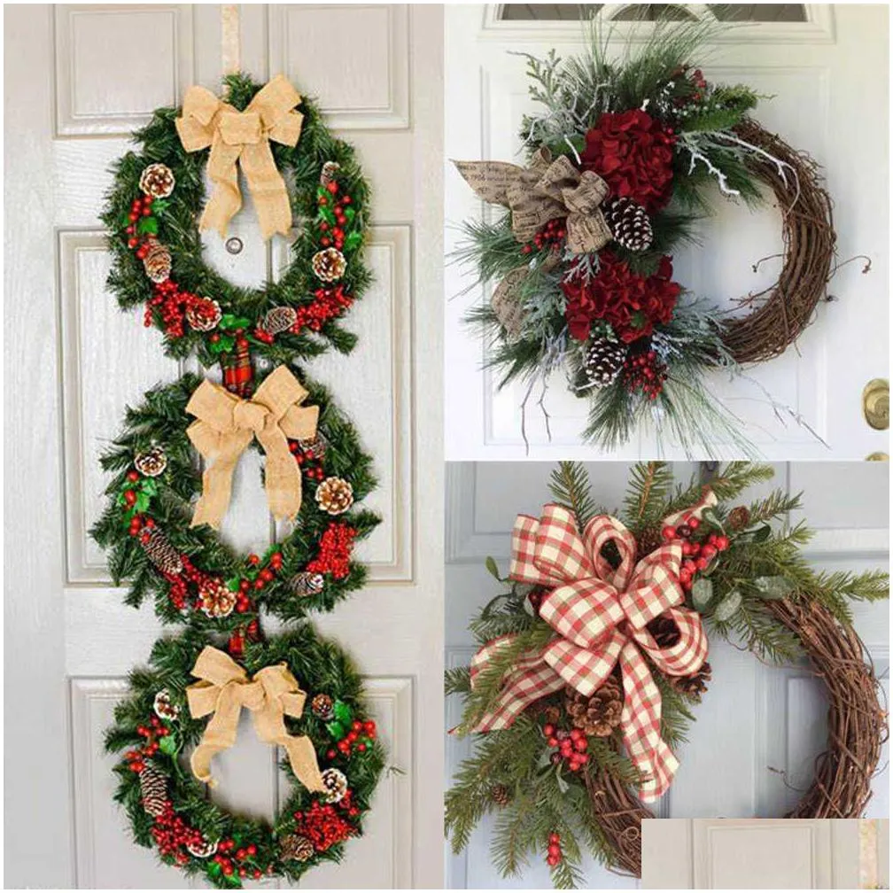 Decorative Flowers & Wreaths 25/30Cm Christmas Rattan Wreath Braided Diy Hand-Woven Grapevine Vines Wreaths Crafts For Wedding Hallowe Dhmwf
