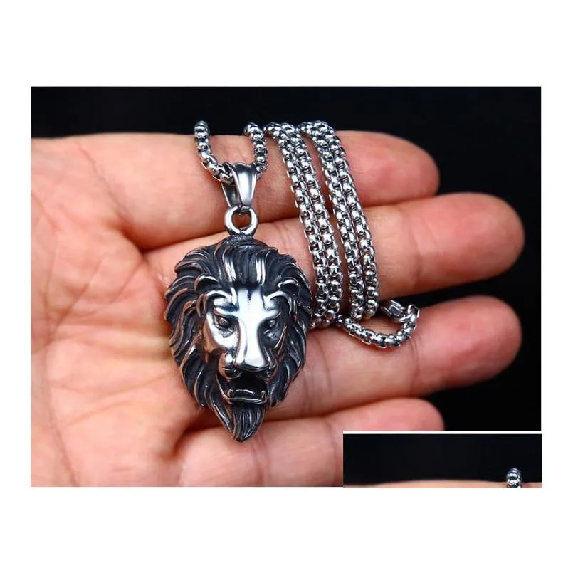 Pendant Necklaces Animal Long Hair  Head Pendant Necklace For Men Fashion Sliding Hanging Drop Delivery Jewelry Necklaces Pendants Dhjje