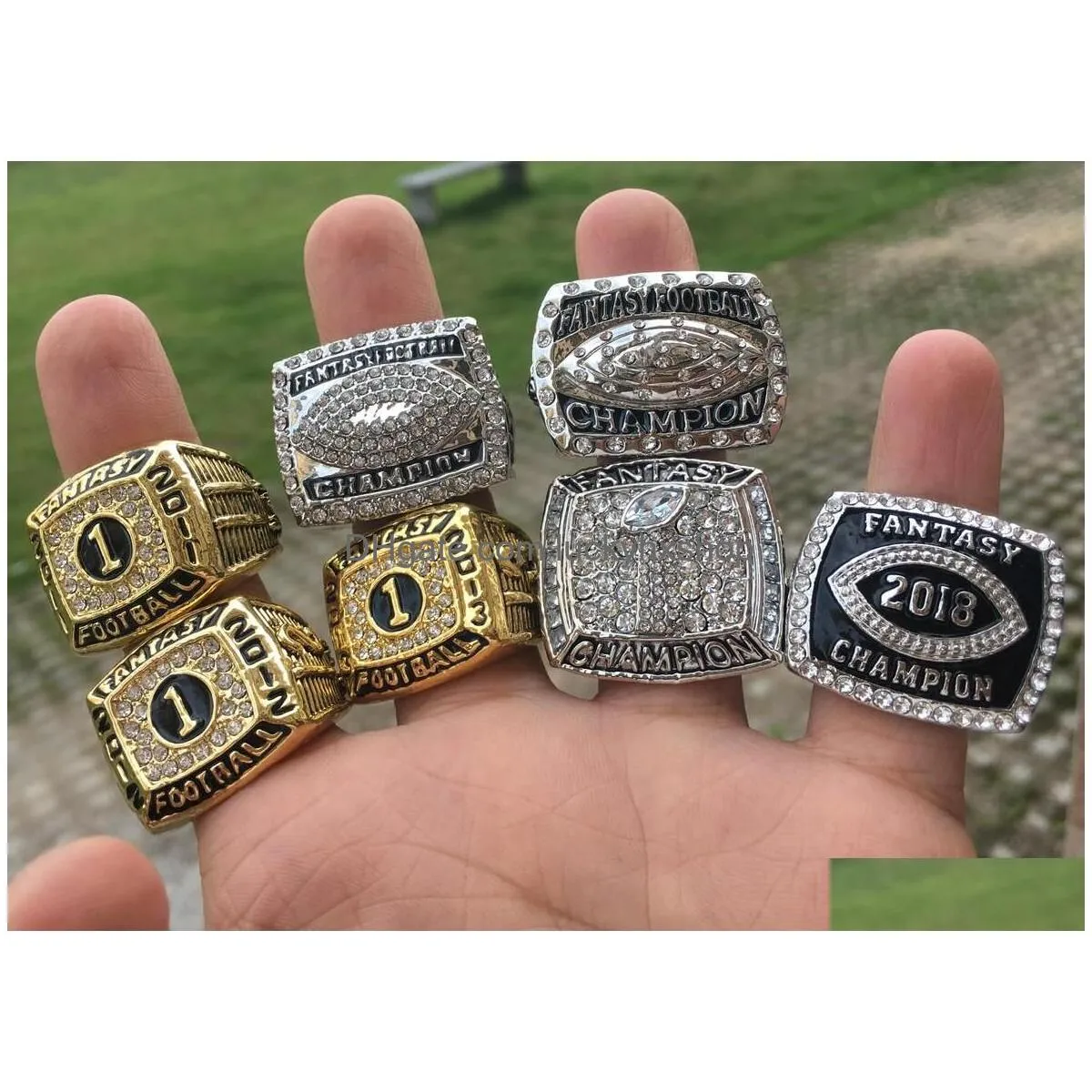 7 pcs fantasy american football championship ring men fan souvenir gift wholesale 2019 drop shipping