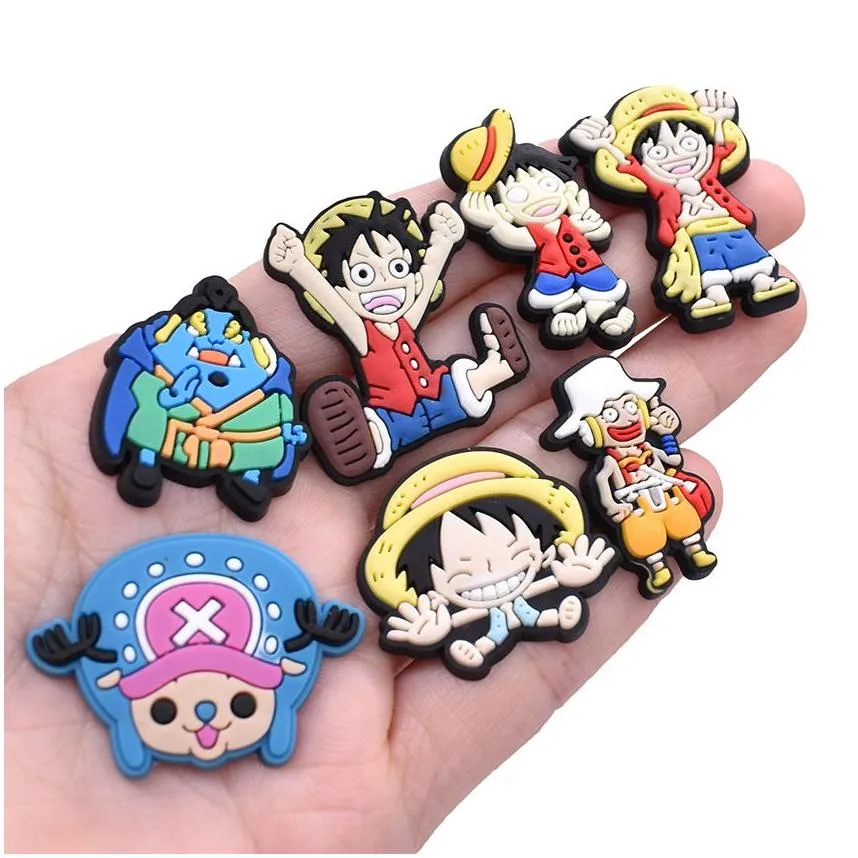 anime charms wholesale childhood memories one piece toys funny gift cartoon charms shoe accessories pvc decoration buckle soft rubber clog charms fast