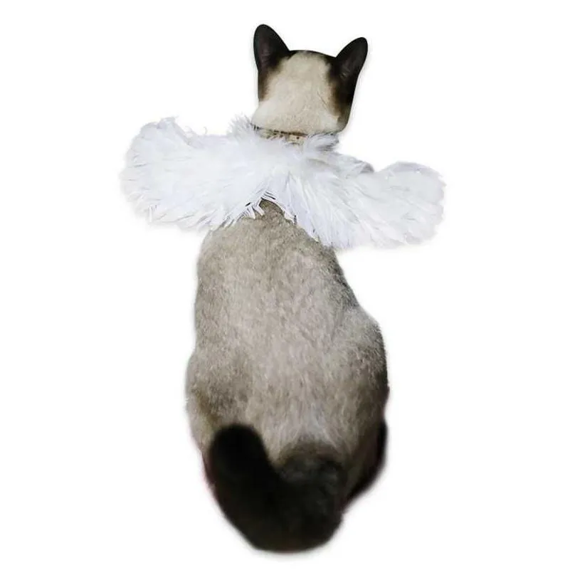 Party Decoration Funny Pet Halloween Feather Wings Costume Cosplay Angel Devil Wing For Dog Cat Black White Clothes Drop Delivery Home Dhujn