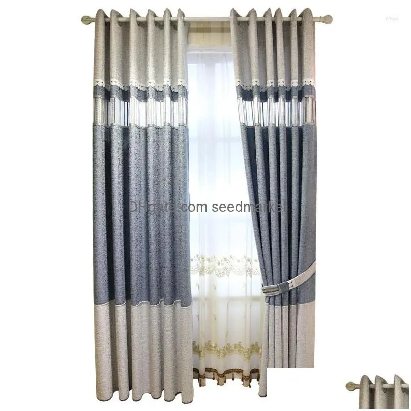 curtain simple modern nordic ins cotton hollow curtains light-shielding elegant atmosphere stitching for living room bedroom