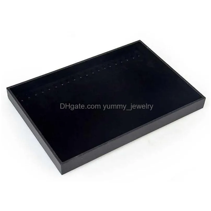 Jewelry Boxes 20 Hooks Display Case Black Veet Pendant Necklace Box Bracelet Bead Chain Storage Organizer Tray 35X24X3 Cm Drop Delive Dho6C