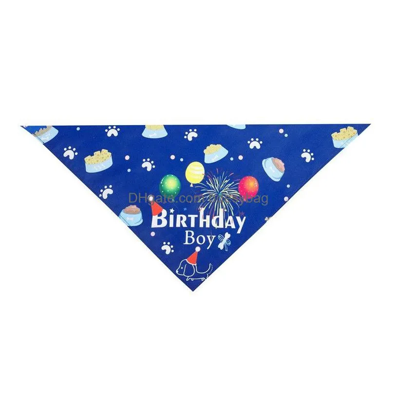 Dog Apparel Puppy Birthday Saliva Scarf Blue Pink Boy Girl Pets Triangle And Head Wear Custume Drop Delivery Home Garden Pet Supplies Dh3Hy