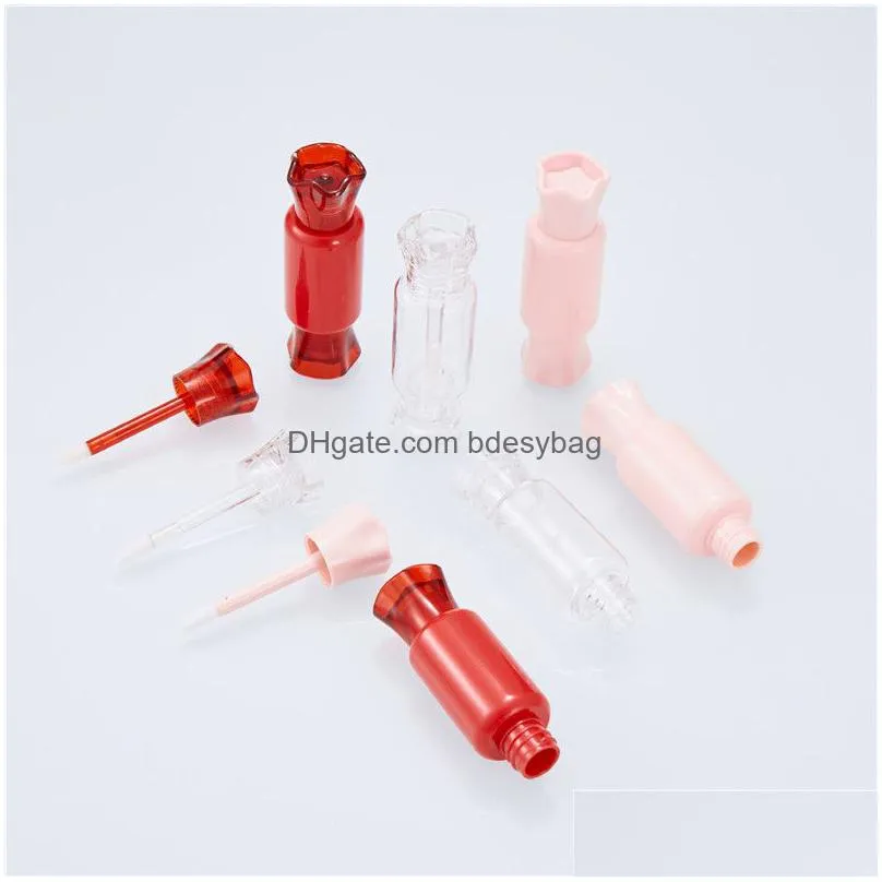 Packing Bottles Wholesale 8Ml Candy Shape Lip Gloss Refillable Tube Diy Empty Red Pink Lipgloss Balm Bottle With Drop Delivery Office Dhk4C