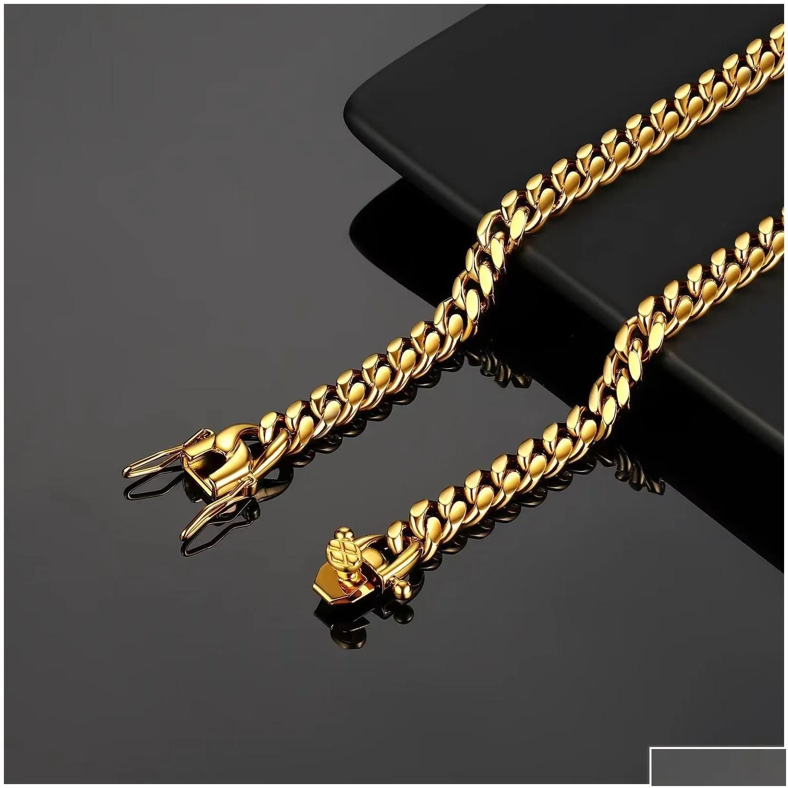 Chains Cuba Chains 18K Gold Faucet Buckle Stainless Steel Titanium Density 8Mm/10Mm/12Mm/14Mm/16Mm  Cuban Link Mens Drop Delivery