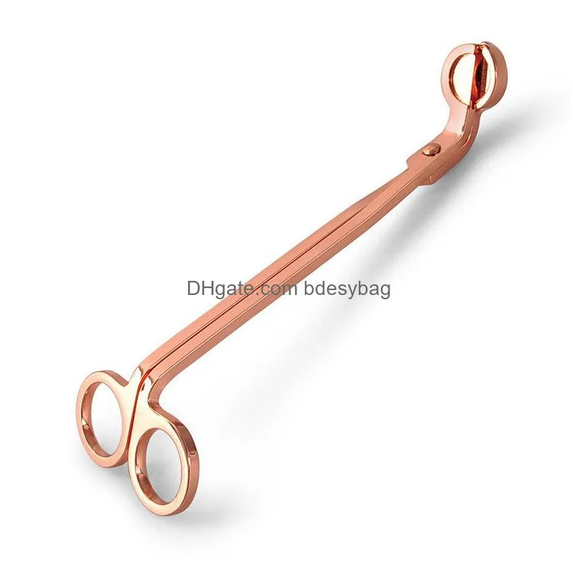 Scissors Stainless Steel Candle Wick Trimmer Oil Lamp Trim Scissor Cutter Snuffer Tool Hook Clipper Rose Gold Sier Drop Delivery Home Dhc9Z