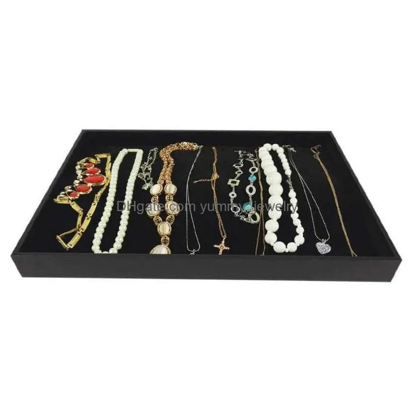 Jewelry Boxes 20 Hooks Display Case Black Veet Pendant Necklace Box Bracelet Bead Chain Storage Organizer Tray 35X24X3 Cm Drop Delive Dho6C