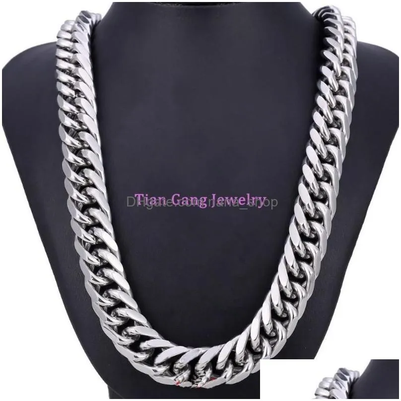 Chains Heavy Huge 7-40Inches 18Mm Stainless Steel Thick Men Jewelry Necklace Mens Curb Cuban Link Chain Necklaces Bracelet Bangles Dr Dheat