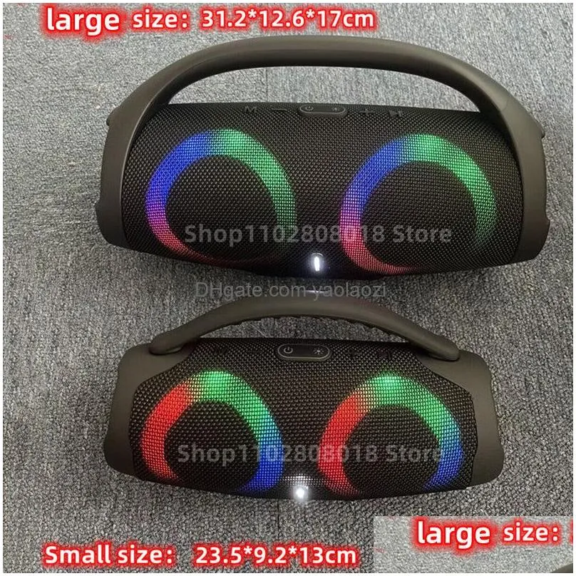 portable speakers waterproof 100w high power bluetooth speaker rgb colorful light wireless subwoofer 360 stereo surround tws fm boombox