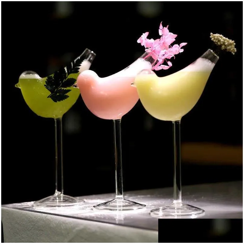 Wine Glasses Cocktail Glasses Creative Bird Shape Water Juice Wine Glass Bar Ktv Party Decorative Drop Delivery Home Garden Kitchen, D Dhfls