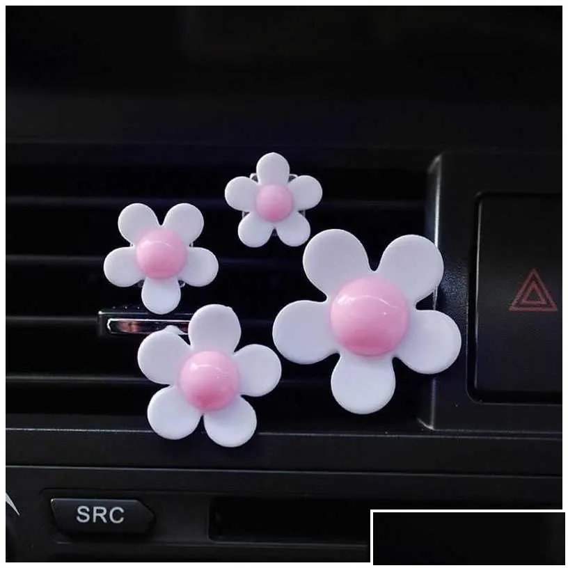 Other Care Cleaning Tools New 4 Pcs Car Outlet Vent Per Clip Small Daisy Air Conditioning Aromatherapy Interior Decoration Supplies F Dhkr1