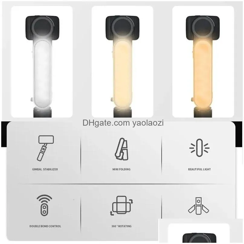 handheld gimbal stabilizer selfie stick l09 bluetooth mobile phone holder adjustable fill light stand 240111