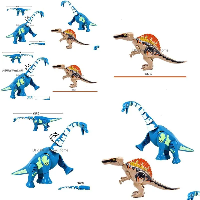 blocks large size jurassic brachiosaurus spinosaurus dinosaurs building blocks action figure block toy models children toys gifts