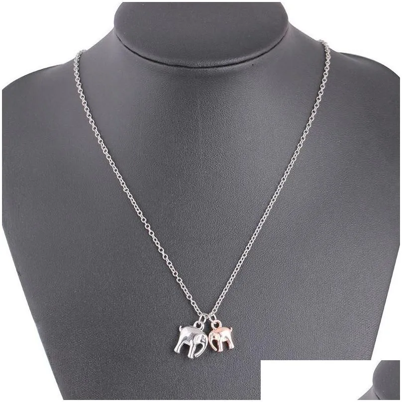 Pendant Necklaces Charm Pendant Necklaces  Sier Fashion Collares Chocker Necklace Family Jewelry Two Elephant Drop Delivery J Dh1Bz