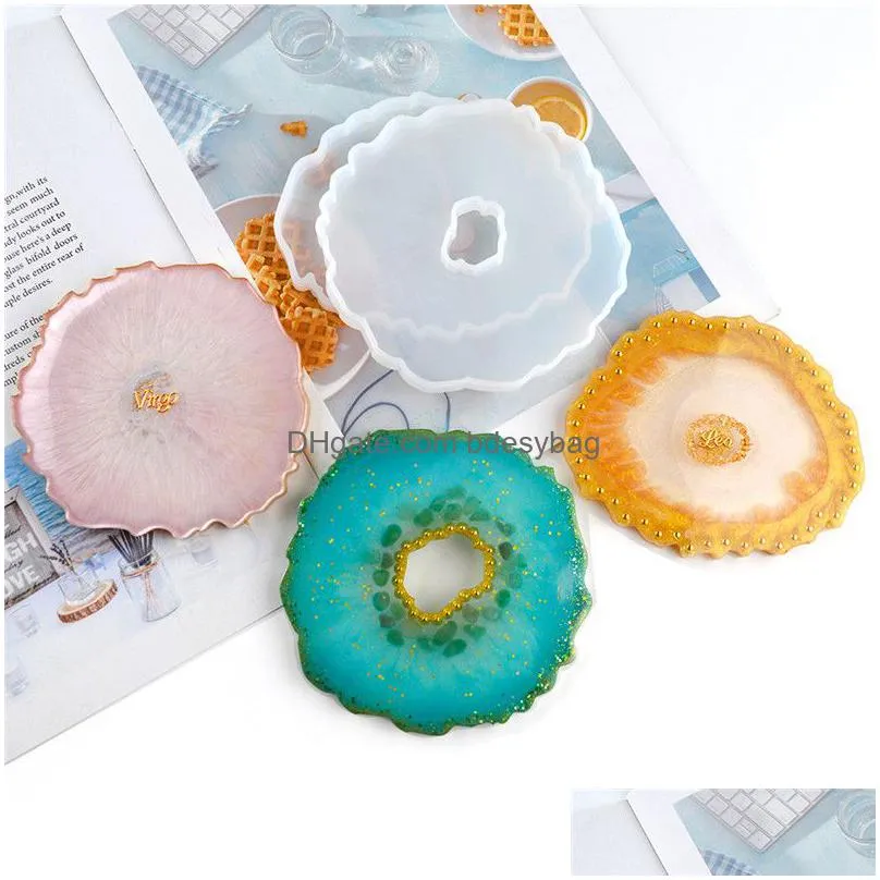 Craft Tools Epoxy Resin Sile Molds Irregar Diy Wave Coaster Mold For Faux Agate Slices Cups Mats Coasters Home Drop Delivery Home Gard Dhgio