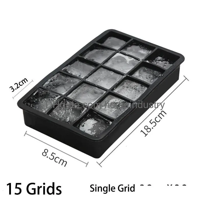 Baking Moulds Baking Mods 4/6/8/15 Grid Big Ice Tray Mold Box Large Food Grade Sile Cube Square Diy Bar Pub Wine Blocks Drop Delivery Dhvto