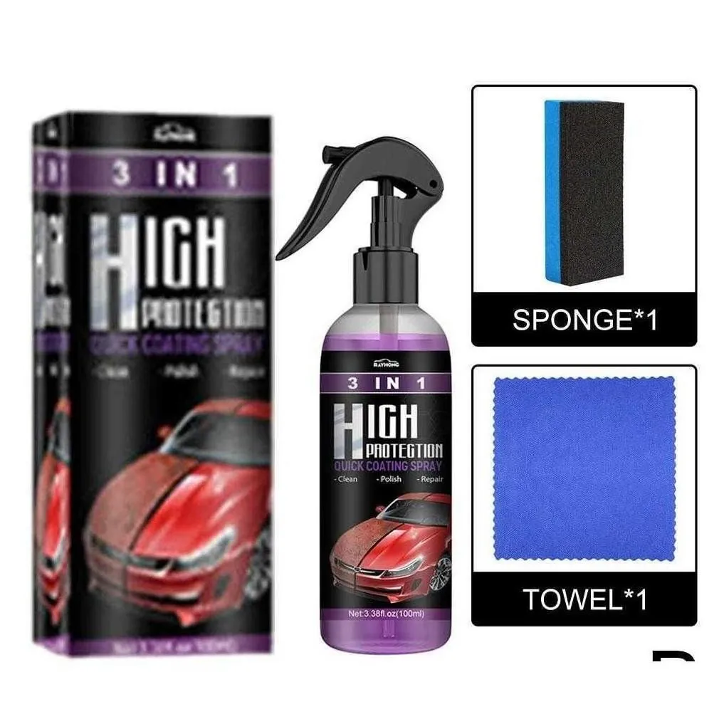 Car Cleaning Tools New High Protection Ceramic Wash Fortify 3 In 1 Quick Coat Polish Sealer Spray Nano Coating Polishing Spraying Wax Dhezm