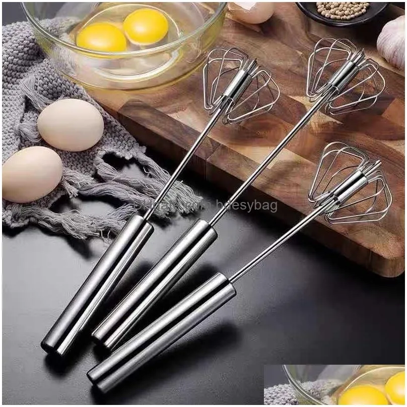 Egg Tools Semi-Matic Egg Whisk Stainless Steel Hand Push Blender Beater Milk Frother Mixer Stirrer Kitchen Versatile Stiring Tool Drop Dhvfu