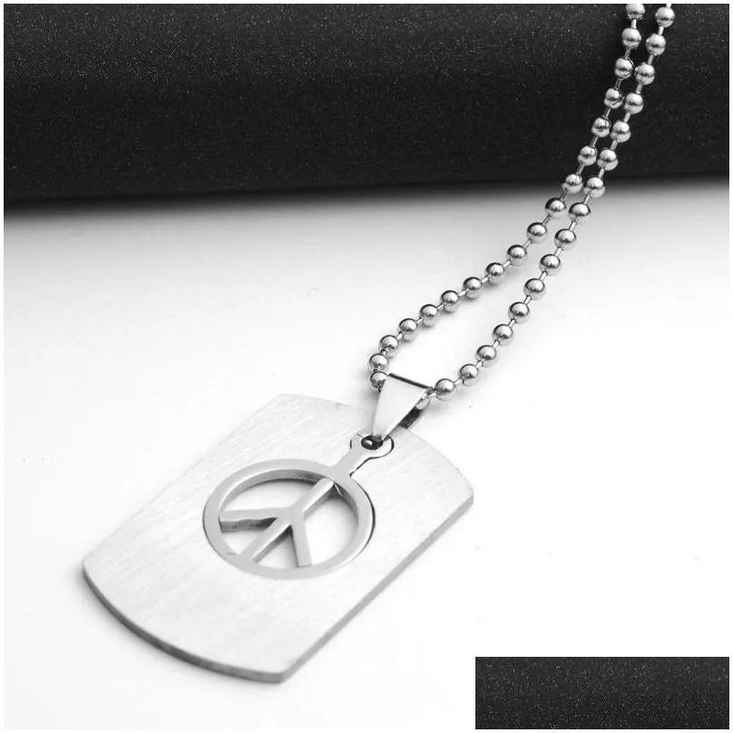 Pendant Necklaces Stainless Steel Necklace Fashion Boys Long Chain Anti-War Peace Sign Symbol Pendants Necklaces Drop Delivery Jewelry Dhrb5