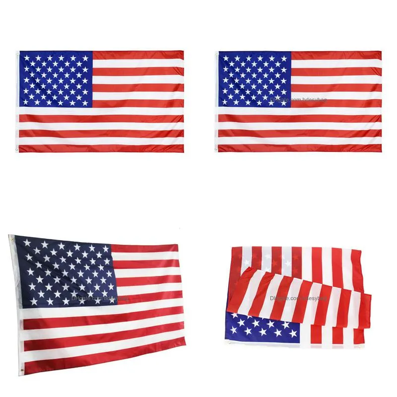 Banner Flags 3X5 Ft Bannner Usa Flags American Flag Garden Office Banner Stars Stripes Polyester Sturdy Drop Delivery Home Garden Fest Dhgqs