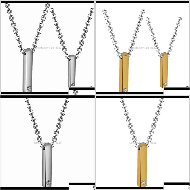 Necklaces Pendants Jewelry Drop Delivery 2021 Customer Laser Logo Simple Stick Stainless Steel Pendant Crystal Men And Women Lover Couple