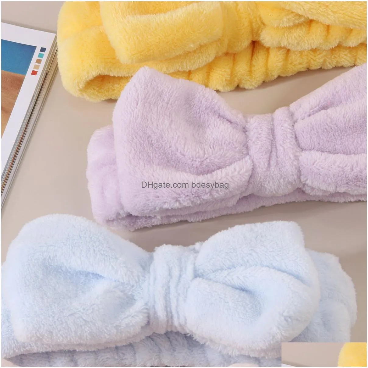 Other Bath & Toilet Supplies Spa Headband Bow Hair Bands Women Facial Makeup Headbands Head Wraps For Bathing Shower Skincare Washing Dhzak