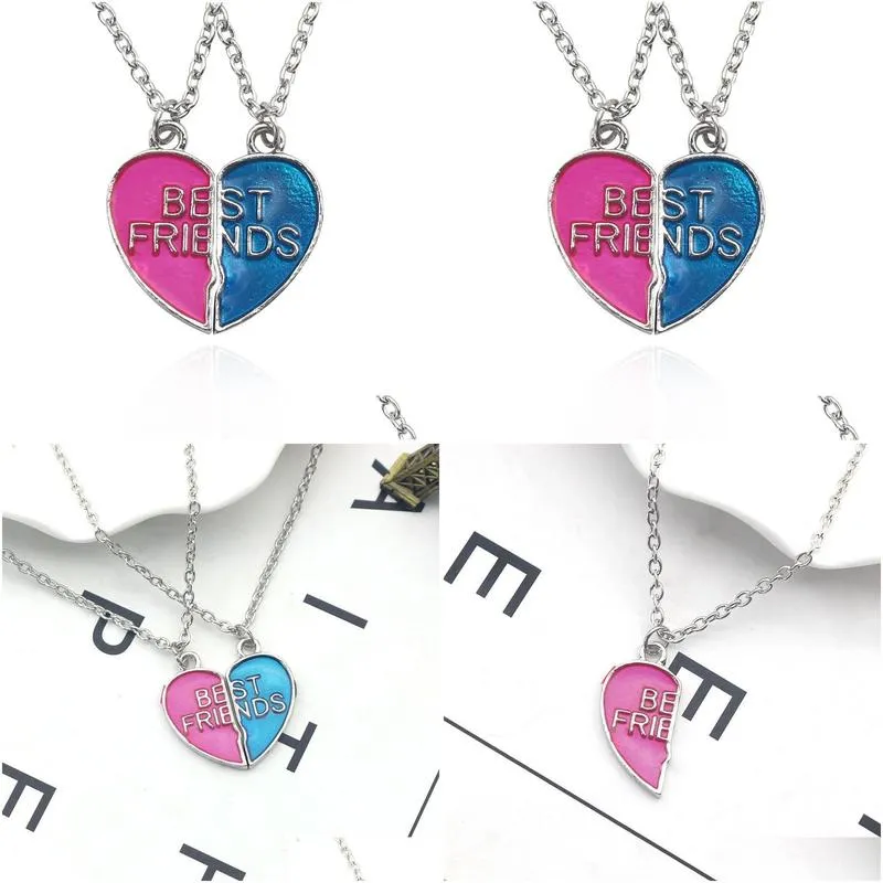 Pendant Necklaces Best Friend Necklace Friends Heart Oil Drop Fashion Jewelry Girlfriends Set Chains Necklaces Drop Delivery Jewelry N Dhf91