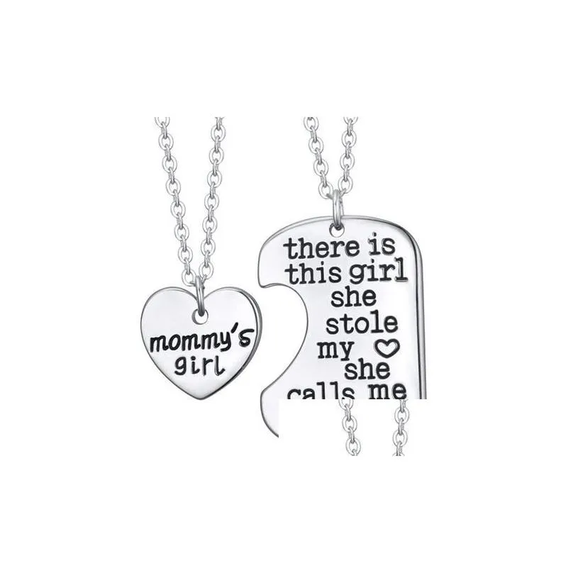 Pendant Necklaces Family Necklace For Women Men There Is This Girl She Stole Mommy Daddy Grandpa Tag Engraved Jewelry Stainless Drop D Dhh4T