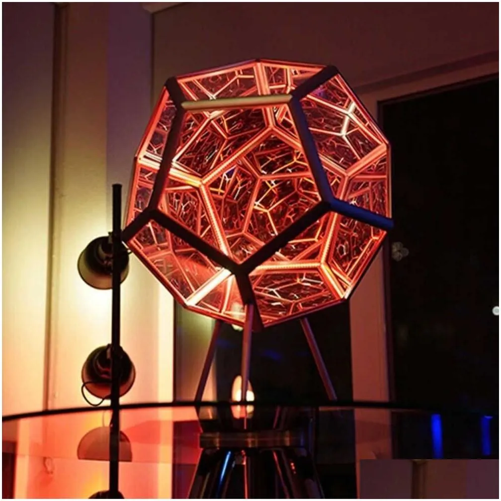 Other Home Decor The Trap Orb Diy Led Infinity Dodecahedron Christmas Halloween Decoration Mirror Creative Cool Art Night Lights Drop Dh2Tw