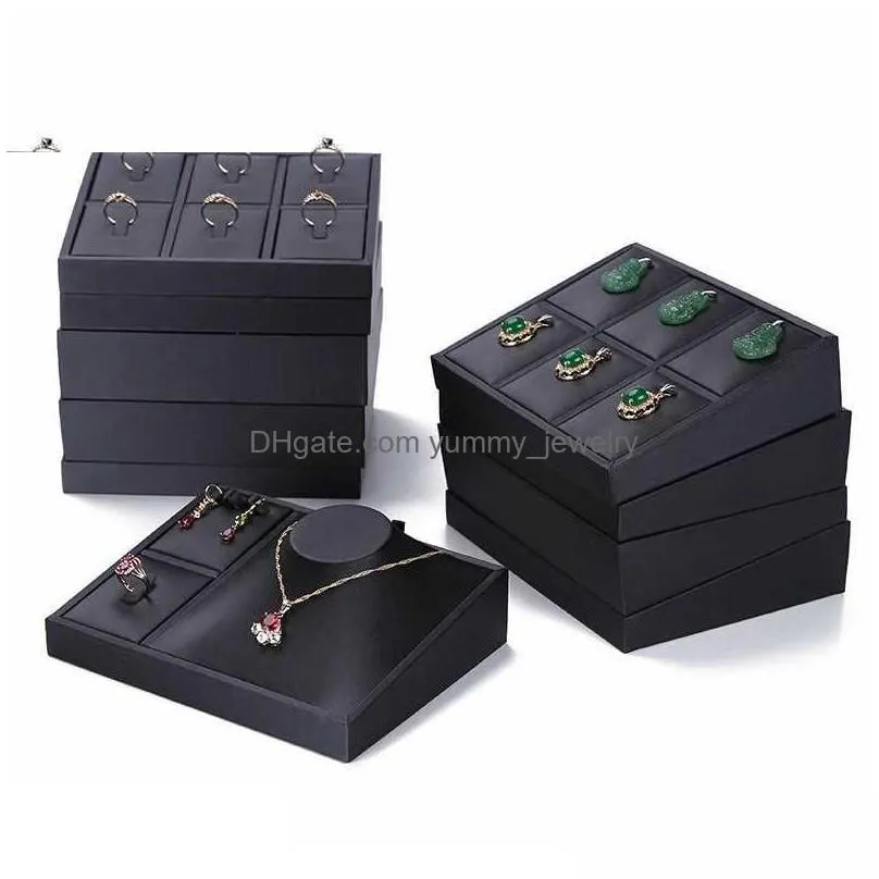 Jewelry Boxes Superior Black Pu Leather Ring Display Tray Insert Charm Pendant Earring Accessories Bracelet Storage Stand Holder Drop Dhsyr