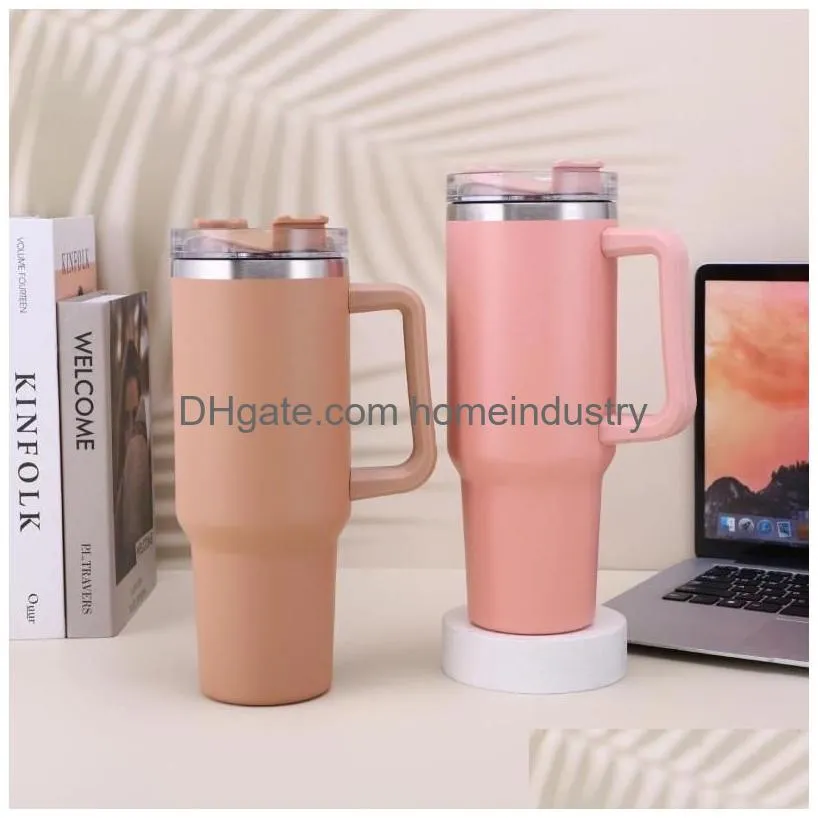 Water Bottles Thermal Bottle 40Oz Car Cup Ice Cream Stainless Steel Vacuum Insation Cold Handle Drop Delivery Dhkqo