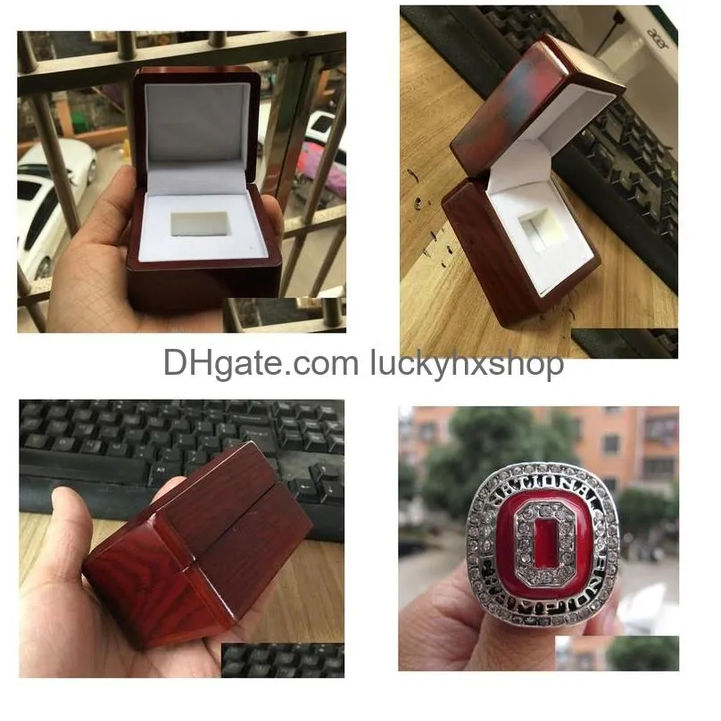 ohio state 2014 osu buckeyes cfp football national championship ring with wooden display box souvenir men fan gift wholesale drop