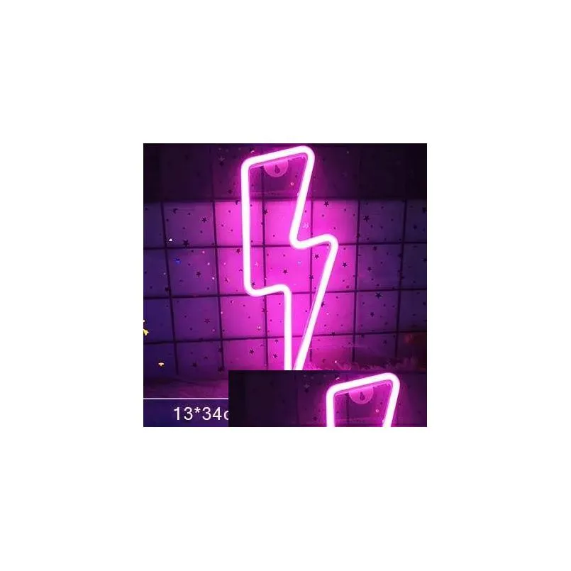 Other Event & Party Supplies Led Home Neon Lightning Shaped Sign Fmination Light Usb Decorative Wall Decor For Kids Baby Room Wedding Dhfou