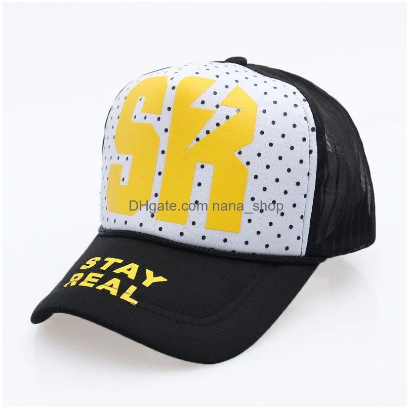 Ball Caps Womens Cartoon Adjustable Strap Mesh Back Panel Trucker Baseball Cap Drop Delivery Dh75F