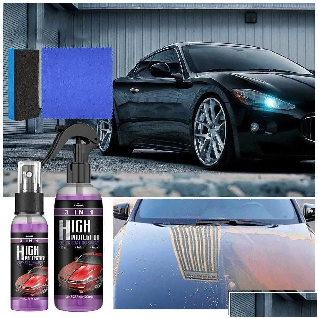Car Cleaning Tools New High Protection Ceramic Wash Fortify 3 In 1 Quick Coat Polish Sealer Spray Nano Coating Polishing Spraying Wax Dhezm