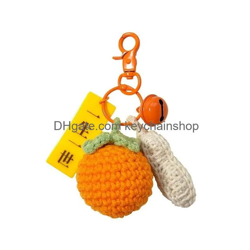 Keychains & Lanyards Keychains Lanyards Handmade P Cloghet Pendant Wool Persimmon Peanut Stberry Bag Keychain Small Accessories For G Dhep3