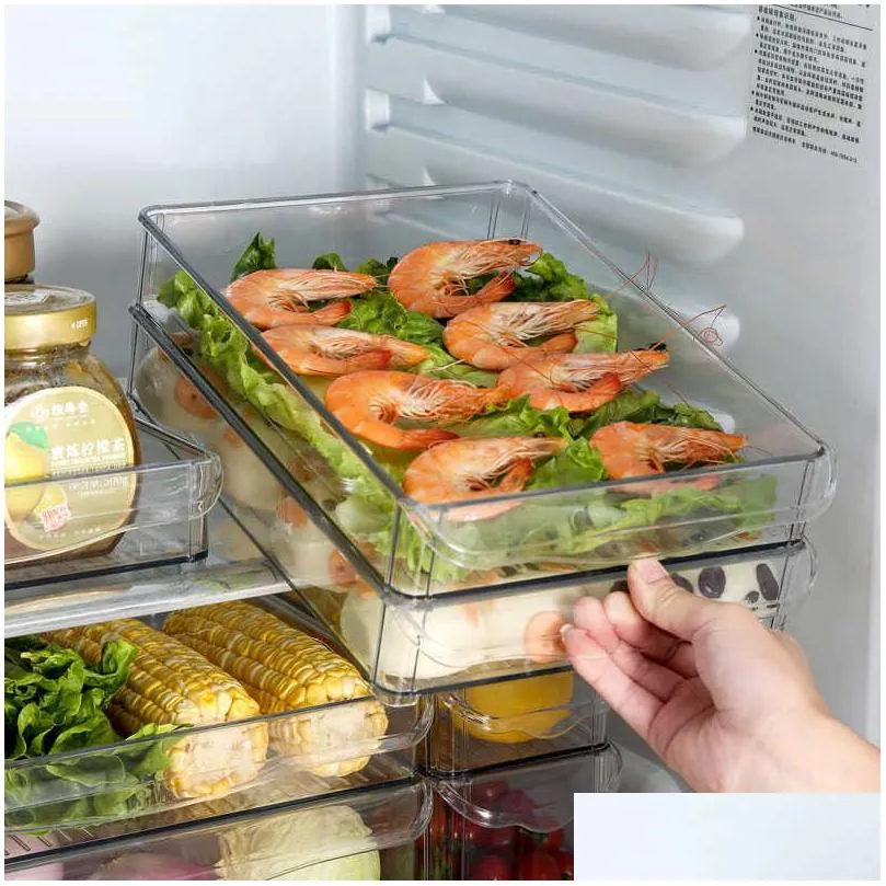 Storage Boxes & Bins Refrigerator Organizer Bins Clear Fruit Food Jars Storage Box With Handle For Zer Cabinet Kitchen Accessories Org Dhgan