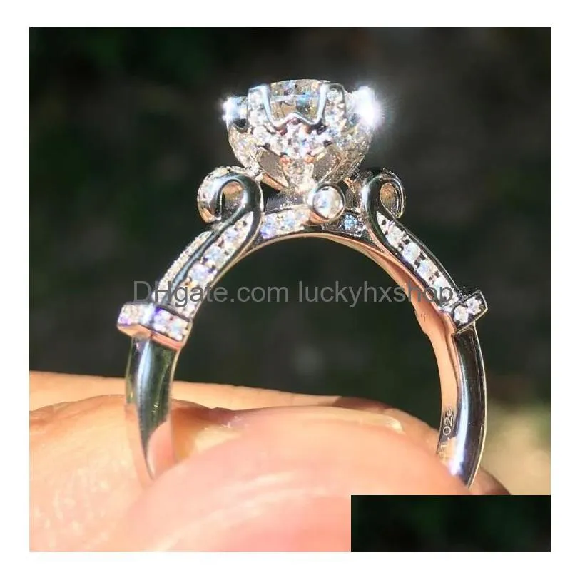 2 ct solid 925 sterling silver wedding anniversary moissanite sona diamond ring engagement band fashion jewelry men women drop