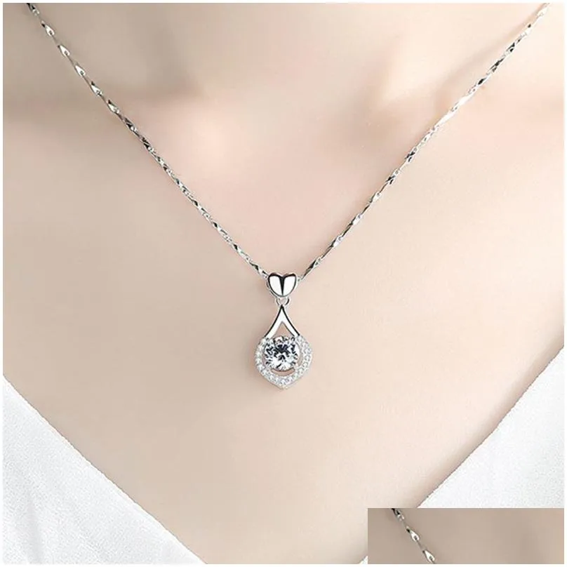 Pendant Necklaces Fashion Love Drop-Shaped Pendant Necklace Tenderness Like Water Zircon High-End Luxury Womens Gift Drop Delivery Jew Dhlho