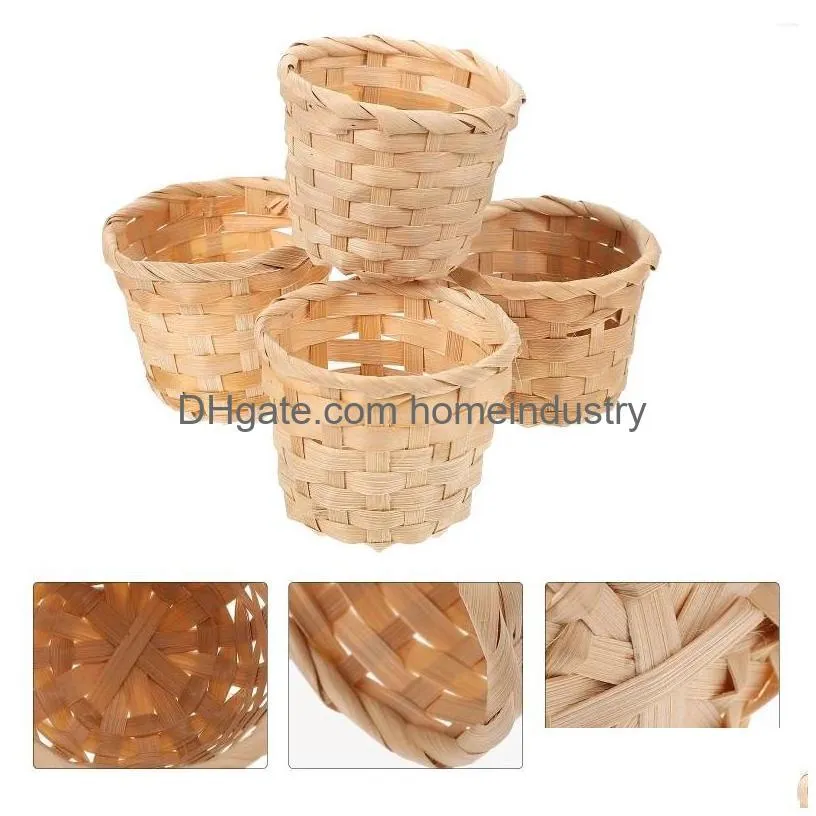 Dinnerware Sets Rural Woven Baskets Fruit Arrangement Portable Storage Bamboo Mini Desktop Basket Drop Delivery Dh8He