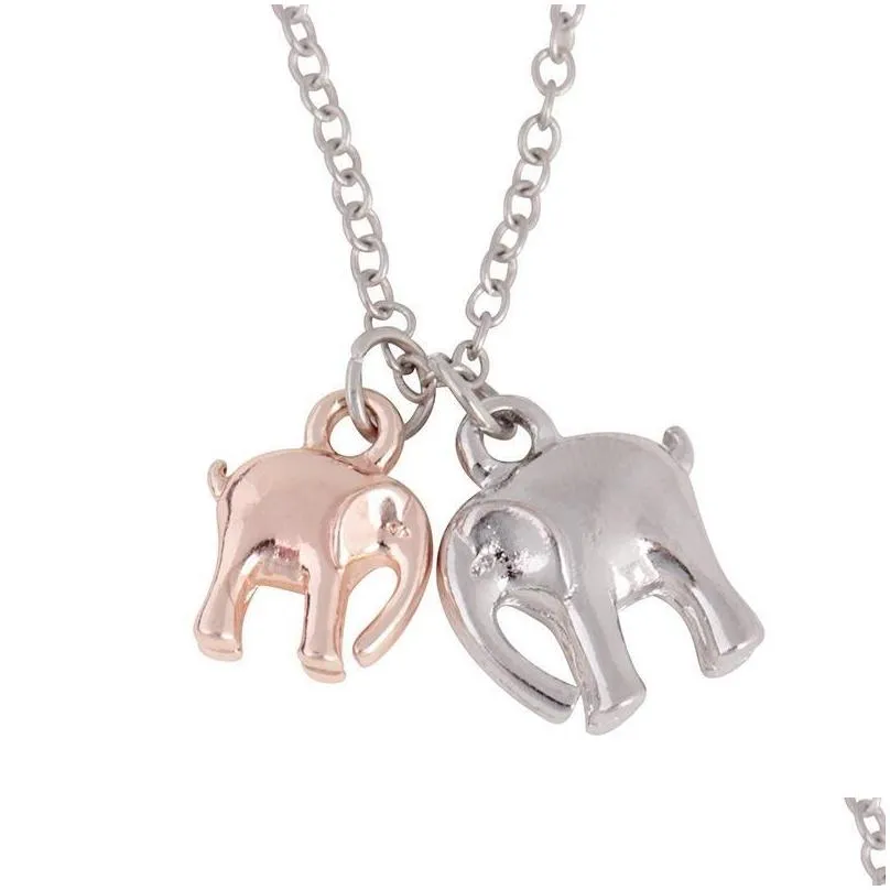 Pendant Necklaces Charm Pendant Necklaces  Sier Fashion Collares Chocker Necklace Family Jewelry Two Elephant Drop Delivery J Dh1Bz