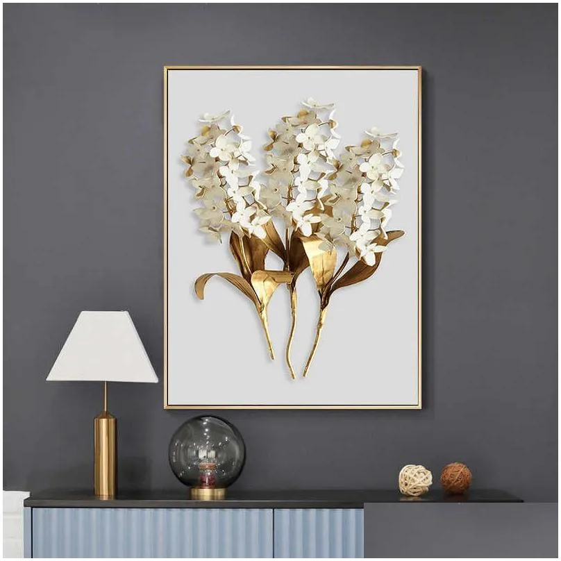 Paintings Modern Golden Leaf Poster Abstract Luxury Flower Wall Art Canvas Painting Nordic Print Pictures For Living Room Decoration D Dhvyl