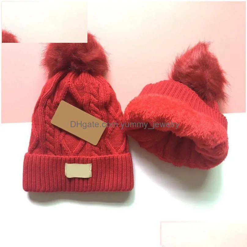 Beanie/Skull Caps 6 Colors Winter Women Knitted Caps With Inner Fine Hair Warm And Soft Beanies Brand Cloghet Hats 140G Tag Drop Deliv Dhphl