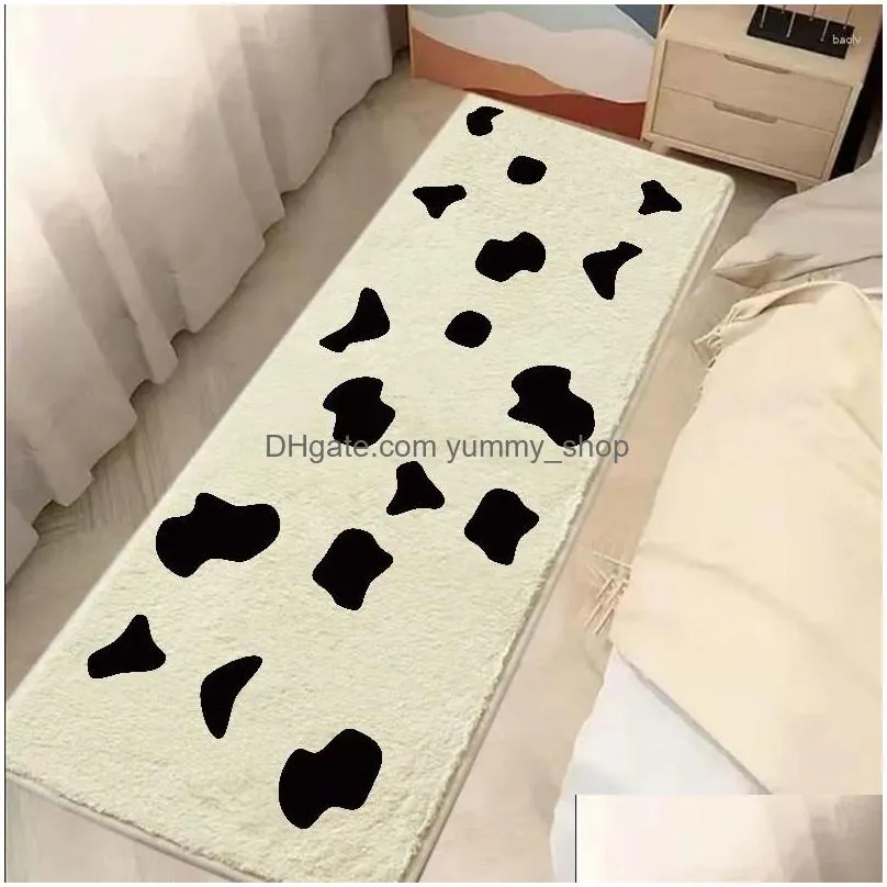 carpets nordic ins style bedroom bedside area rugs simple white black geometric printed carpet kitchen bath non-slip absorbent door