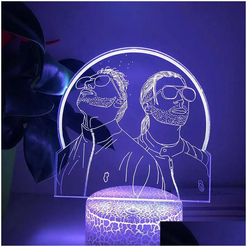 Other Home Decor 3D Led Night Light French Rap Group Pnl Home Decor Bedroom Cartoon Table 16Color Changing Touch Lamp For Fans Drop De Dh9Jl