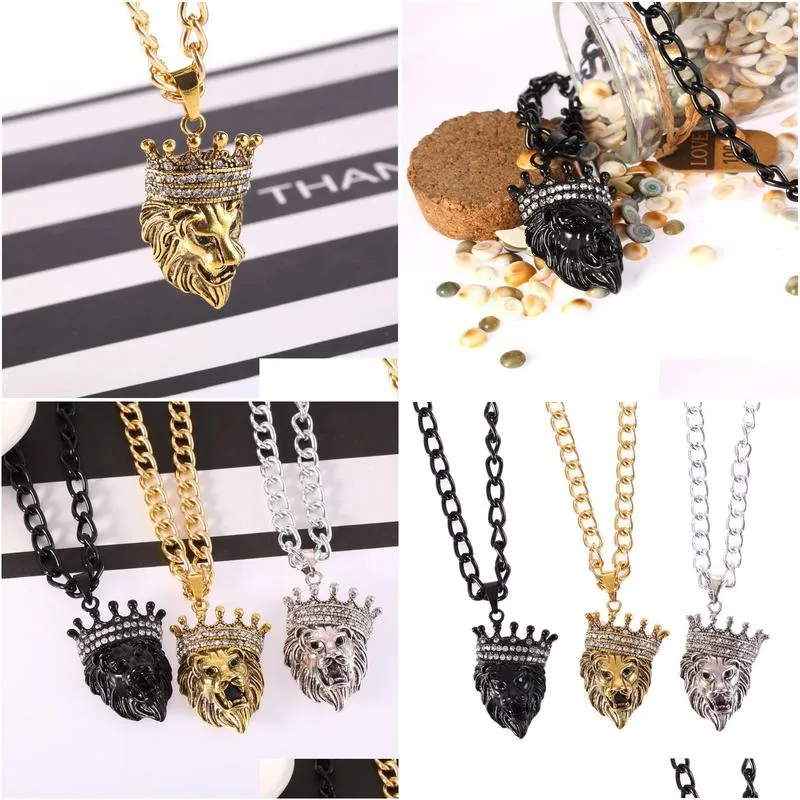 Pendant Necklaces  Head Crown Pendant Necklace Hip Hop Jewelry Mens Necklaces Drop Delivery Jewelry Necklaces Pendants Dhdiu