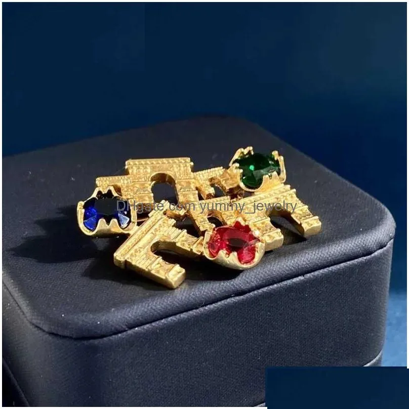 Pins, Brooches Pins Brooches Donia Jewelry Fashion Titanium Gold Micro-Inlaid Aaa Color Zircon City Wall Brooch Luxury Retro Pin Q231 Dhoyj