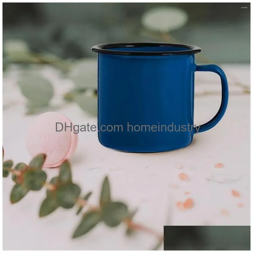 Dinnerware Sets Mug Cup Enamel Coffee Cam Mugs Cups Tea Metal Drinking Vintage Iron Water Tin Travel Camp Campfire Enamelware Drop De Dhdmg