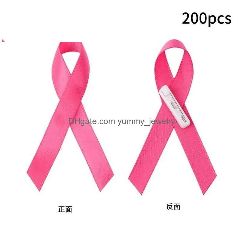 Pins, Brooches Pins Brooches 200 Pcs Breast Cancers Awareness Pink Ribbon Brooch Pin Durable Cor Q231107 Drop Delivery Jewelry Dhzlt